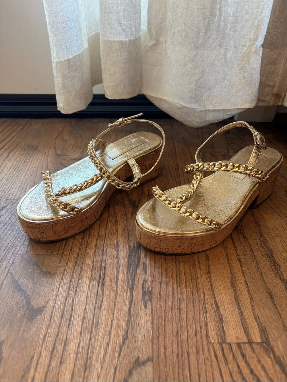 ASOS New Gold Chain-Trim Espadrille Platforms